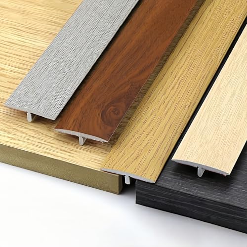 Coayuou Uebergangsstueck PVC T-Formleisten Laminat Abschlussleiste 90cm* 3 Stück Metallstreifen Selbstklebend Die Ideale Lösung Für Höhenunterschiede Zwischen Räumen(Option 10) von Coayuou