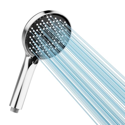 Cobbe Duschkopf Wassersparender, Hochdruck Handbrause mit 3 Strahlarten, Duschbrause Groß, Brausekopf mit Antikalk-Funktion, Schwarz/Chrom von Cobbe