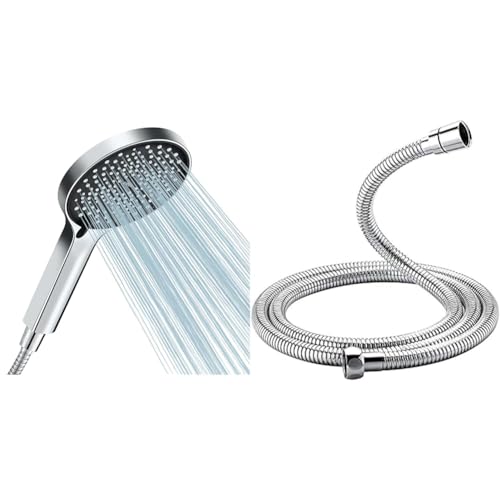 Cobbe Duschkopf Wassersparender, Sparduschkopf & GRIFEMA G851-18 Verdrehschutz Brauseschlauch, 1.8 M, Universal Duschschlauch, Edelstahl, Silber [Exklusiv bei Amazon] von Cobbe