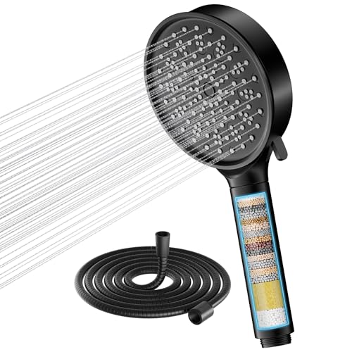 Cobbe Filter Duschkopf mit Schlauch, Hochdruck Handbrause mit 20-stufiger Filtration, Duschkopf Wassersparend mit 6 Strahlarten, Regendusche Druckerhöhend Sparduschkopf für Hartes Wasser von Cobbe