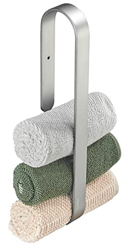 Cobbe Handtuchhalter, Space Aluminium Handtuchhalter, Selbstklebender Handtuchhalter ohne Bohren, Handtuchhalter für gerollte Gästehandtücher, platzsparender Badehandtuchhalter, 40cm, gebürstet von Cobbe