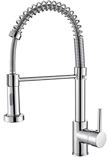 Cobbe Wasserhahn Küche, Spring Küchenarmatur mit Pull Down Sprüher Brause, 2 Sprühfunktionen, 360° Drehbar Hochdruck Mischbatterie Armatur Küche (Chrom) von Cobbe