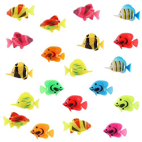 Cobee Aquarium Plastikfische, 20 Stück künstliche schwimmende Fischfiguren realistische Sich bewegende Fische Ornament Tropische Fische Dekorationen für Aquarium Badespielzeug von Cobee