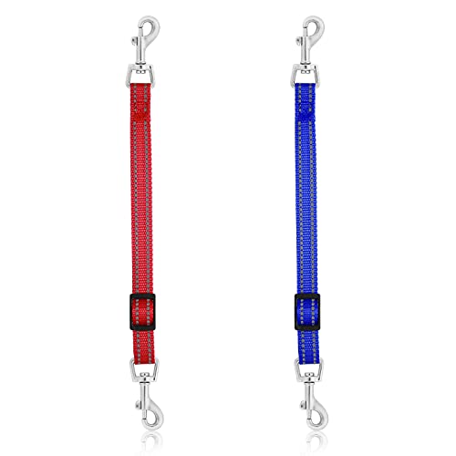 Cobee Hundehalsband Clips, 2pcs Reflektierendes Nylon Welpenhalsband, Ersatzhalsband, Verstellbarer Haustier Geschirrverbinder, doppelseitiger Sicherungsverschluss Clip für Hundewelpen (Blau,Rot) von Cobee