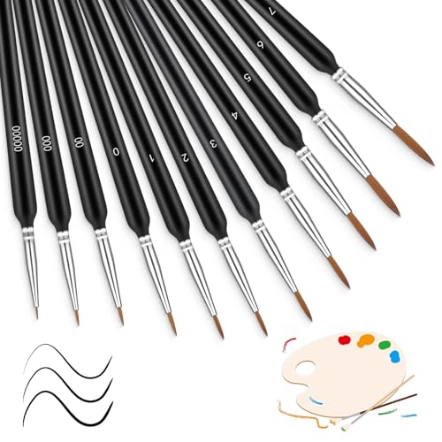 cobee 11 Stück Feine Pinsel Set, Pinselset Schule Feine Pinsel Aquarell Acryl Pinsel Malen nach Zahlen für Nagelkunst Acryl Aquarell Ölgemälde Modellbau Strichmalerei (11 Größen) von Cobee
