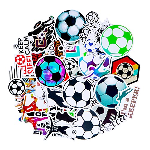 cobee Fußball Aufkleber, 50 Stück Sport Fußball Aufkleber Wasserdicht Wasserflaschen Fußball Vinyl-Aufkleber Fußball Geschenke für Teenager ästhetisch trendiger Aufkleber für Scrapbooking Laptop von cobee