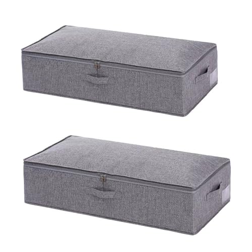 Cobenga 2er-Pack Unterbett-Aufbewahrungsboxen mit Deckel, 50-l-Stoff-Unterbett-Aufbewahrungsboxen, große faltbare Kleideraufbewahrungsbox mit Bodenstütze und Griffen für Decken, Laken, Kissen Cobenga 2er-Pack Unterbett-Aufbewahrungsboxen mit Deckel, 50-l-Stoff-Unterbett-Aufbewahrungsboxen, große faltbare Kleideraufbewahrungsbox mit Bodenstütze und Griffen für Decken, Laken, Kissen von Cobenga