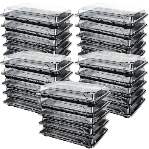 Cobenga Wiederverwendbare kleine Kunststoff-Tabletts mit Deckel, 261 x 190 mm, für Süßigkeiten- und Sandwichplatten, schwarzes Muster, Lebensmittelbehälter für Partyessen und Buffets, 25 Stück Cobenga Wiederverwendbare kleine Kunststoff-Tabletts mit Deckel, 261 x 190 mm, für Süßigkeiten- und Sandwichplatten, schwarzes Muster, Lebensmittelbehälter für Partyessen und Buffets, 25 Stück von Cobenga