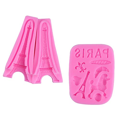 Fondant Formen 2 Stück Diy Backen Paris Englischer Buchstabe Eiffelturm Form Zucker Flip Silikonform Kekskuchen Dekorative Form von CocHon