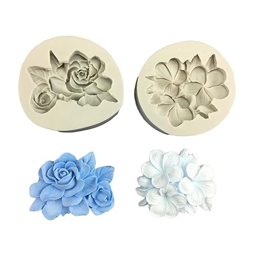 Fondant Formen 2 Stück Gardenia Frangipani Silikonform Handgedrehter Zucker Schokolade Kuchenform Harz Gips Tropfender Kleber Ornamente von CocHon