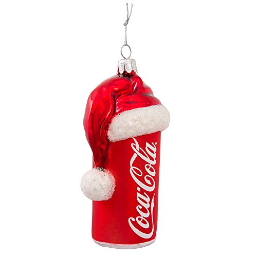 Coca-Cola Kurt Adler Glasdose mit Weihnachtsmannmütze, 11,4 cm von Kurt S. Adler