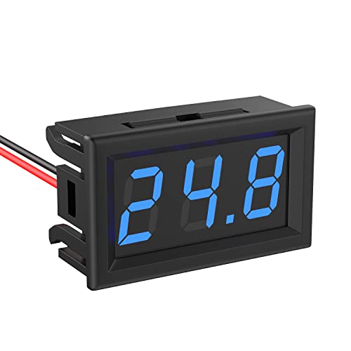 Voltmeter, DC 5 V ~ 120 V, Mini-Spannungstester, digital, 0,56 Zoll, 2 Drähte, Spannung, Tester, LED-Anzeige für Auto, LKW, Motorrad, Boot (blau) von Cocar