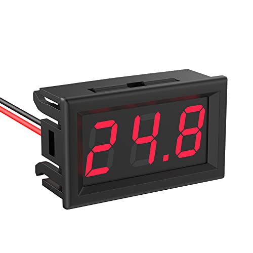 Voltmeter DC 5 V ~ 120 V Mini Digital Voltmeter Tester 0,56 Zoll 2 Drähte Volt Spannungsmonitor LED-Anzeige für Fahrzeug LKW Motorrad Boot (rot) von Cocar