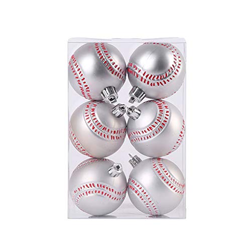 6 Stücke Klassische Weihnachten Ball Hängen Ornamente, Kollektion Fußball, Baseball, Baumdekoration, Weihnachtskugeln Ornament Dekoration, thematisch mit Baumrock Dekorationszubehör (C) von Cockjun