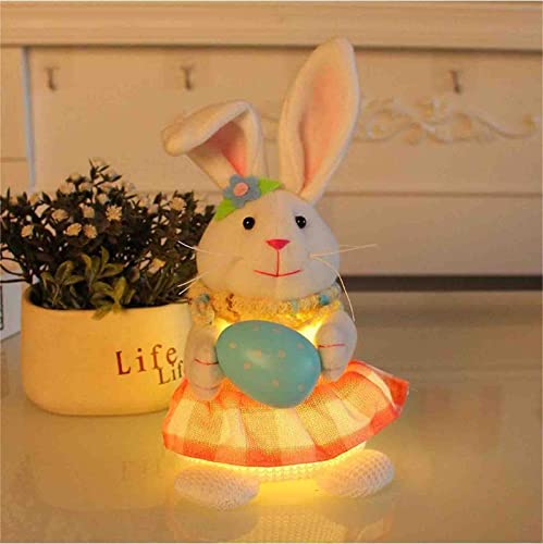 Cockjun Leuchtende Oster Plüsch Hase Puppe Deko, Glühender Hase Gnom Osterdekoration Wichtel Plüschpuppen Gesichtslose Zwerge Figuren Tischdeko Ornamente Geschenk für Kinder (B02) von Cockjun