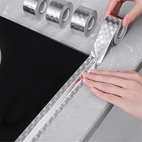 Küche Aluminiumfolie Aufkleber, wasserdichte Tapete Aufkleber Selbstklebende DIY Küche Anti Öl Kontakt Papier Peel Stick Wandaufkleber Hitzebeständige Klebefolie für Küchen/Schrank von Cockjun