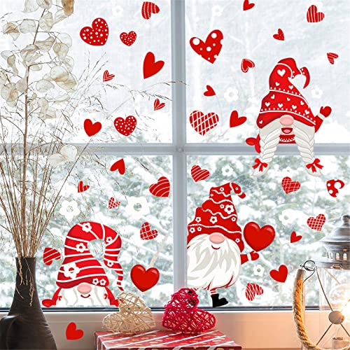 Valentines Day Decor GNOME Love Heart Shape Valentines Day Stickers,Valentine's Day Heart GNOME Window Clings for Valentine's Decoration Wedding Party Birthday Party Supplies von Cockjun