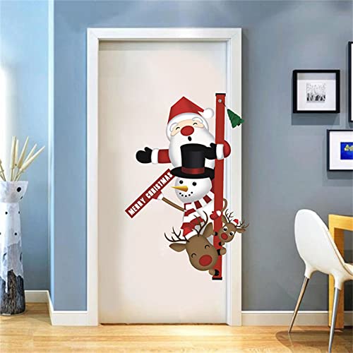 Weihnachten Fensterbilder Weihnachtsmann Schneeflocke Rentier Eingang Dekoration Willkommen Türaufkleber Wiederverwendbar Fensteraufkleber Selbstklebend Wand Aufkleber Winter Dekorationen (A) von Cockjun