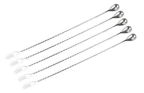 XXL-Rührlöffel, 50 cm, Edelstahl, 50 cm, mit Dreizack, Cocktaillöffel mit Gabelspitze (pro Set von 1 – 2 und 5 Stück) (5 Stück) von Cocktail7