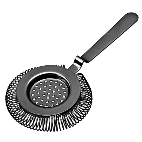 Barsieb für Cocktails aus Edelstahl Cocktailsieb Gunmetal Black Schwarz passend auf alle Shaker Hochwertiges Barzubehör Cocktail Hawthorne Strainer Barman Spiralfeder von Cocktail7