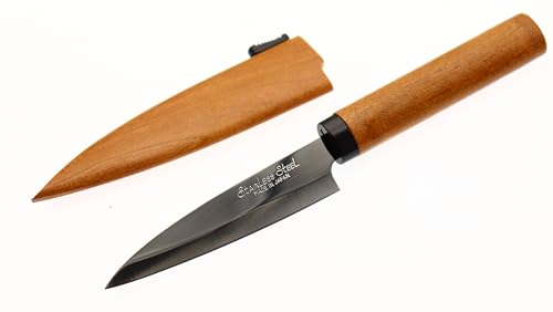COCKTAIL7 Japanisches Messer Klinge 9 cm Holzscheide Special Camping Picknick Tischmesser Küchenmesser hergestellt in Japan von Cocktail7