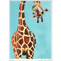 Giraffe Auf Dem Kopf Giclee Print Acrylbild Illustration Wand Kunst Deco Wandbehang Mit Blatt von CocktailZoo