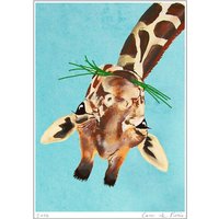 Tiermalerei Portraitmalerei Giclée Print Acrylbild Illustration Druck Wand Kunst Deco Wandbehang Giraffe Auf Dem Kopf von CocktailZoo