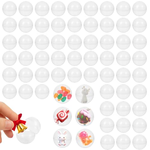Coco Berming 100 Stück Kleine Plastikkugeln zum Befüllen, Befüllbare Acrylkugeln 28mm, Runde Kunststoffkapseln, Durchsichtige Bastelkugeln für Automaten, Party, DIY, Weihnachten (Transparent) von Coco Berming