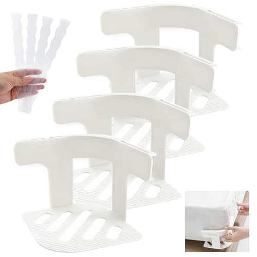 Coco Berming 4 Stück Bettlaken Halter mit Verschlussstreifen Set, Bettlaken Fixierung Ecken, Heavy Duty Lock Bed Sheet Holders für Linge, Bettbezüge von Coco Berming