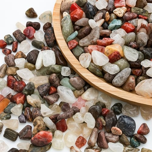Coco Berming Edelsteine Set, 900g Bunte Trommelsteine, Mineralien Dekosteine, Multicolor 7-9mm, Dekorative Aquarien, Blumentöpfe, DIY Potted Plants, Garten, Vasen von Coco Berming