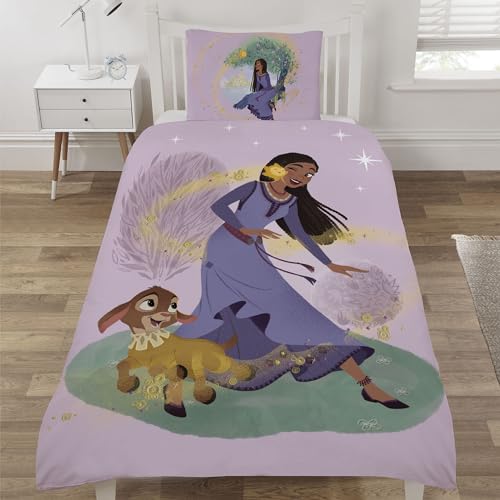 Coco Moon Disney Wish Fairy Tale Wende-Bettwäsche-Set für Einzelbett | Disney's Wish Bettwäsche-Set beinhaltet Einzelbettdecke und Kissen Set Jungen und Mädchen von Coco Moon
