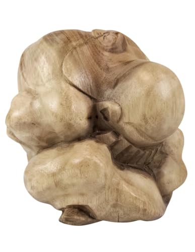 Artisanal Handarbeit Buddha Trauerweide/Yogi Befreiend H20 cm. Skulptur aus exotischem Holz. von Coco Papaya