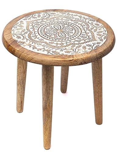 Coco Papaya Beistelltisch oder Pflanzenständer aus Holz, Motiv Mandala, 30 cm von Coco Papaya