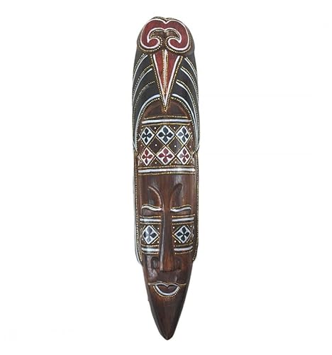 Coco Papaya Maske, Motiv Batik, Holz, 50 cm, Wanddekoration, Afrikanischer Stil von Coco Papaya