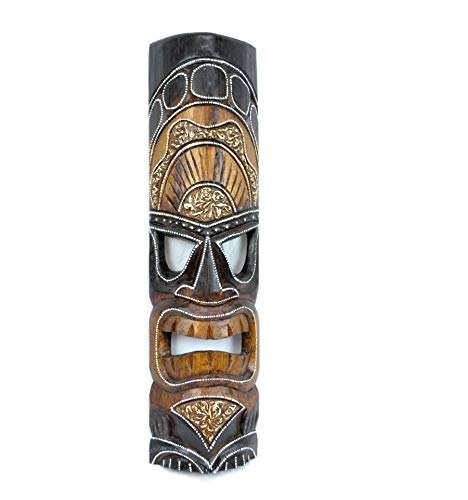 Maske Tiki Polynesiens H50 cm aus exotischem Holz. Deko. von Coco Papaya