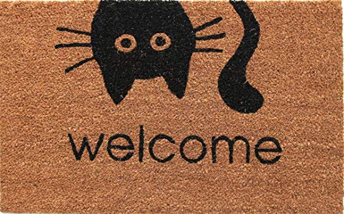 Coco&Coir Everything in a nutshell Premium kokos Fußmatte | Kokosnussmatte mit rutschfestem PVC | Fußwischer für den Eingangsbereich | für den Außen- und Innenbereich | 45 x 75 cm | Katzenmatte von Coco&Coir Everything in a nutshell