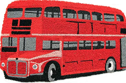 Coco&Coir Everything in a nutshell Premium kokos Fußmatte | Kokosnussmatte mit rutschfestem PVC | Fußwischer für den Eingangsbereich | für den Außen- und Innenbereich | 45 x 75 cm | London Bus von Coco&Coir Everything in a nutshell