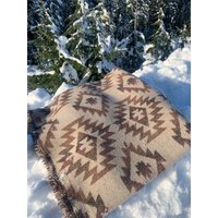 Azteken-Decke Braun - & Creme-Wollmischung, Südwestlicher Stil | 60 "x 60" von CocoBanksCo