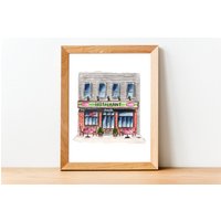 Aquarell Illustration Print Bernie's, Williamsburg/Greenpoint, Brooklyn, Ny von CocoCreatess