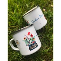 Emailletasse Teetasse Kaffeetasse Geschirr Campinggeschirr Picknick Essgeschirr Tasse Becher Trinkglas Kaffeegeschirr Kaffeepott von CocoFineArt