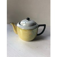 Gelb - Weiß Schwarz Lüsterware Teekanne Made in Shofu Japan Kleine Dekorative Sammler von CocoRaes