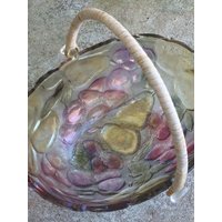 Glas Obstschale-Mikasa Obstschale-Bunter Glaskorb-Rosa-Gelb-Grün-Bunte Glasschale-Große Glasschale-Dekorative Glasschale von CocoRaes