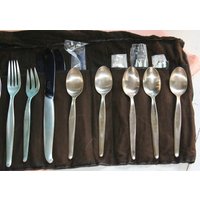 sterling Silber-Besteck-Towle-Kontur-Service Für 4-1 Buttermesser-1 Zuckerlöffel-1 Dipstreuer-1 Extra Teelöffel-Eingestellt 1996 von CocoRaes