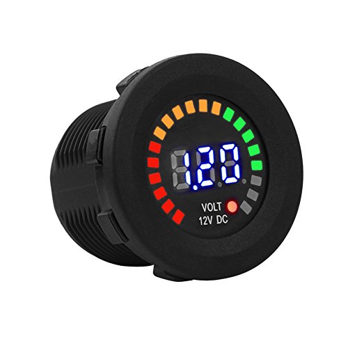 12V Digital Voltmeter, Wasserdicht Volt-Gleichstrommessgerät mit 3 Anzeigefarben LED-Anzeige für Motorräder Autos Boote ATV UTV Wohnmobile Wohnwagen von Cocoarm