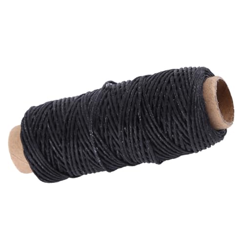 Cocoarm 1 Gewachster Lederfaden, Starkes Flaches Wachsgewinde 1mm X 50 M, Reparatur, Wiederinstallieren von Jalousien, Gartenarbeit, Herstellung von Geräten Im Freien, Deckenventilator, (BLACK) von Cocoarm