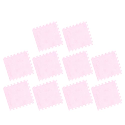 Cocoarm 10 Stück Plüschige Verbund-Schaumstoffmatten Weiche Rutschfeste Bodenfliesen für Spielzimmer Kinderzimmer mit EVA Schaumstoff Puzzle Design 31 X 30cm (PINK) von Cocoarm