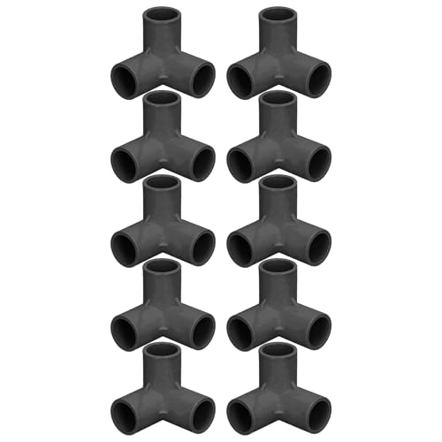 Cocoarm 10STK PVC 3-Wege-Rohrverbinder 90 Grad Winkel T-Stück Verbinder für Wasserrohre Möbel Gewächshaus mit 25mm Innendurchmesser (BLACK) von Cocoarm