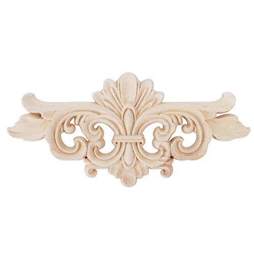 Cocoarm 2pcs Blume Geschnitzt Onlay Applique Holzschnitzaufkleber für Möbeltürschrank Fenster mit Lebensechter Textur Vielseitiger Heimhaut Dekoration Moderne Eleganz (22 * 10 cm) von Cocoarm