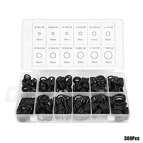 Cocoarm 300 Stück 12 Größen Schwarzer Sortimentsset, Dichtung Gummiring Universal-Kit für Ventile Autos Pumpen Elektrogeräte Lager (300 Stück) von Cocoarm