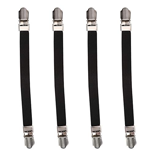 Cocoarm 4pcs Elastic Crosscross -Bett Matratzenbleche Clips für Saited Sheets, Gripper Halter Forders, mit Elastischen Gewebten Seil und Plastikschnallen Clips, Verstellbaren (Black) von Cocoarm
